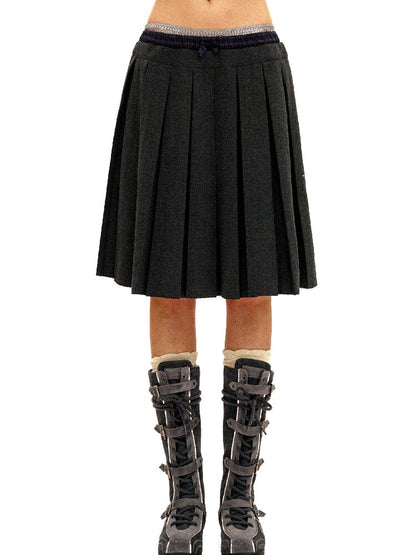 Linen Satin Panel Plaid Skirt【s0000016070】
