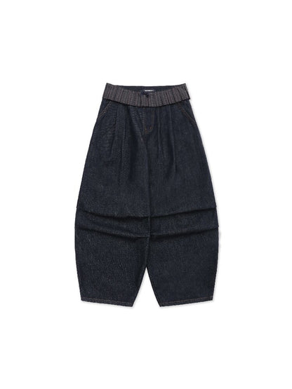 Pleated Plaid Straight Leg Jeans【s0000017912】