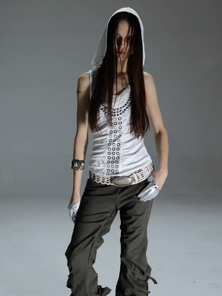Metal Rivet Hooded I-Line Vest【s0000015911】