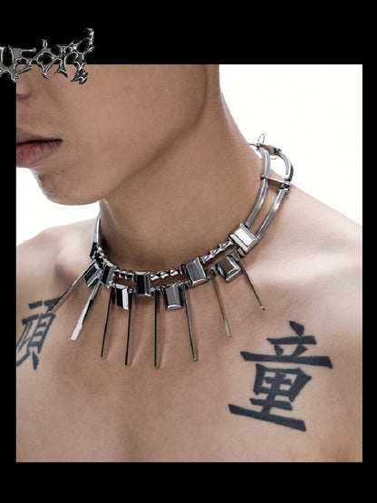 Heavy Craft Punk Style Choker Necklace【s0000018812】