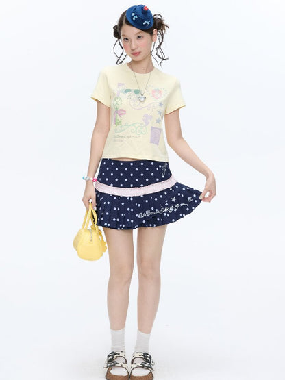 Two Color Vine Slim Short T-Shirt【s0000016407】