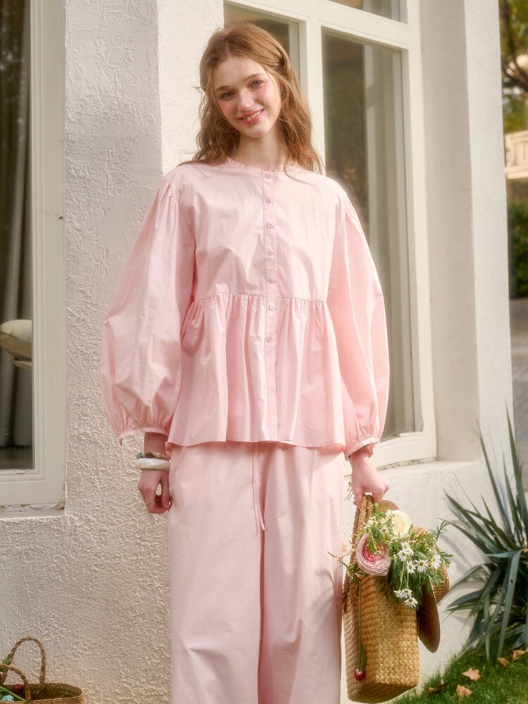Pink Cotton Embroidered Shirt Dress【s0000015620】