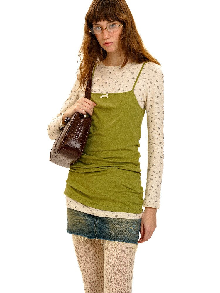 Tencel Wool Bow Strap Basic Top【s0000017924】