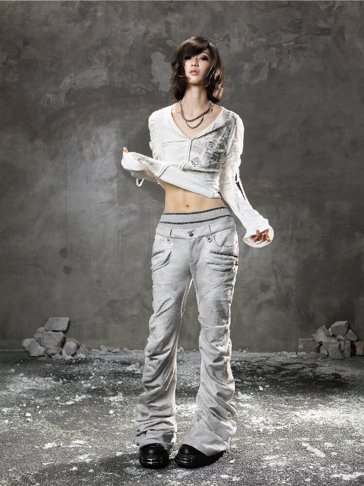 Double Waist Scimitar Stacked Sweatpants【s0000015959】