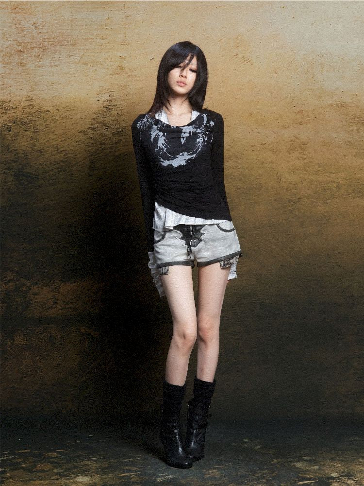 낮은 허리 반바지 2 개 레깅스 [S000011805]