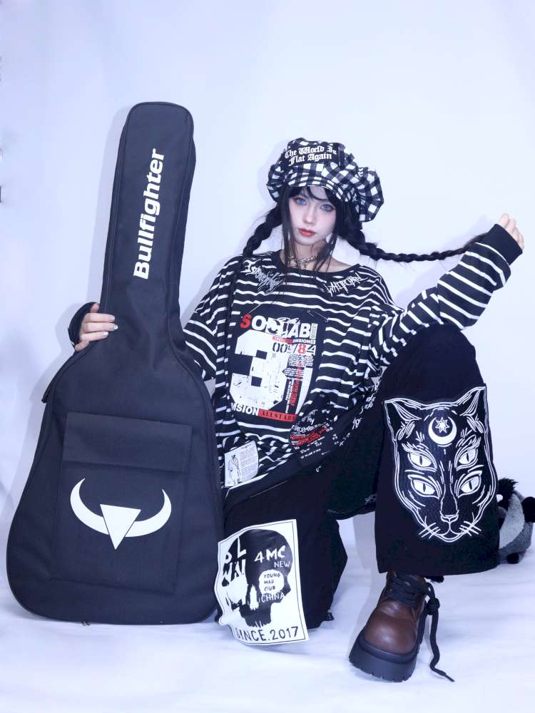 Punk Striped Fleece Sweatshirt【s0000014626】
