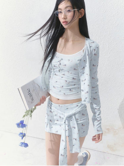 Printed Top Jacket Three Piece Set【s0000012159】