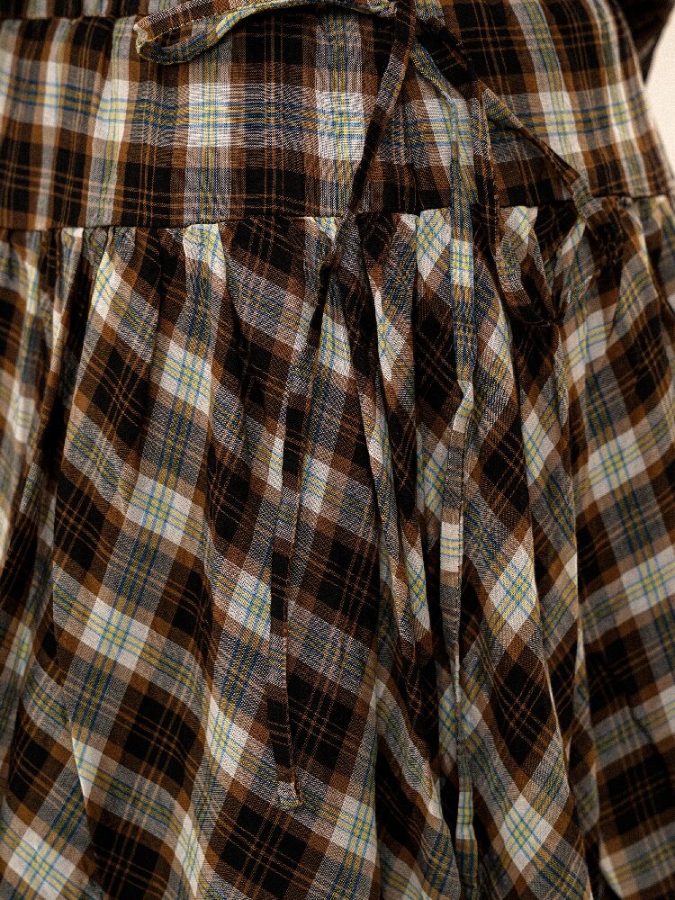 Color Block Plaid Shirt Mini Skirt【s0000017906】