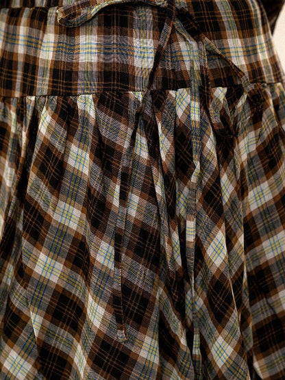 Color Block Plaid Shirt Mini Skirt【s0000017906】
