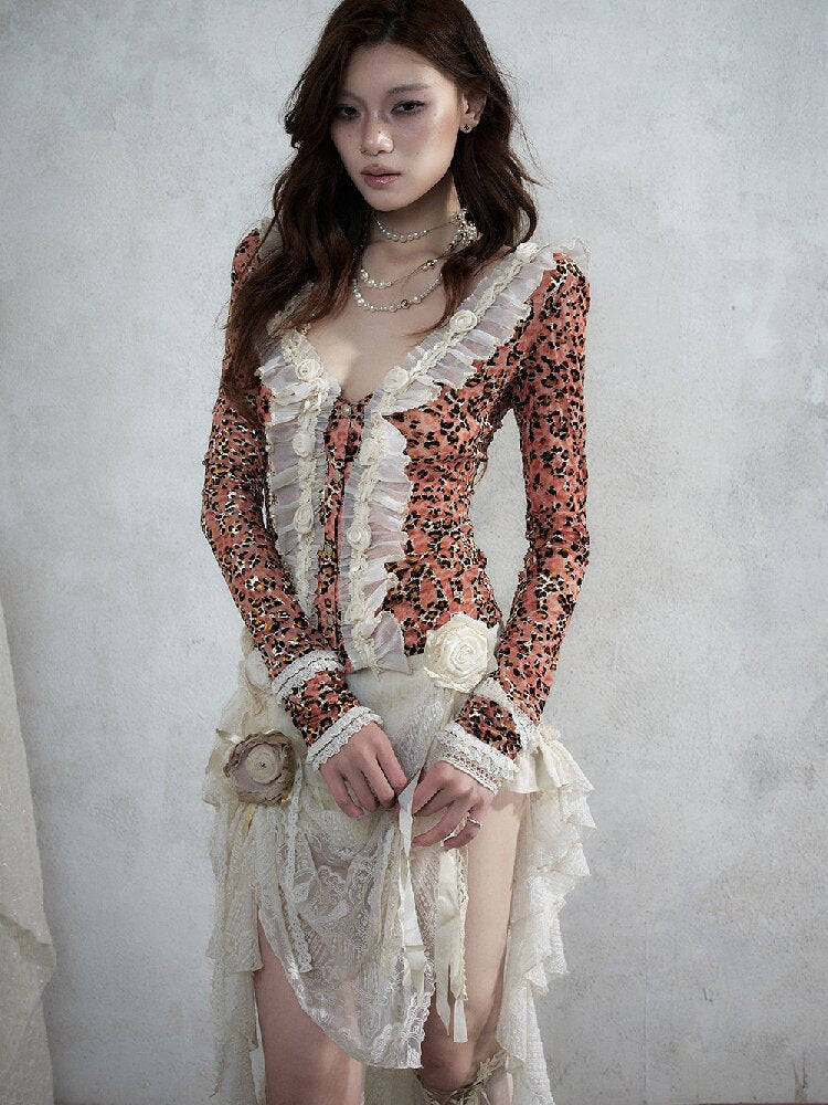 Baroque Leopard Mesh Lace Cardigan【s0000017993】