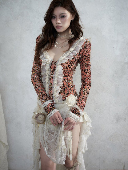 Baroque Leopard Mesh Lace Cardigan【s0000017993】