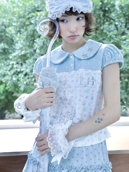 Vintage Bird Collar Bubble T-shirt【s0000017476】