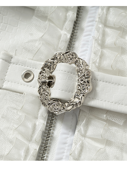 Dark Court Openwork Lace Leather Camisole【s0000014920】