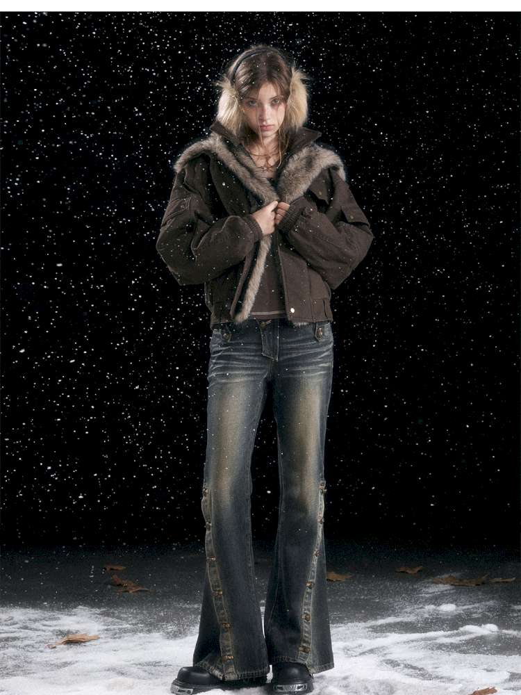 Vintage Distressed Flying Padded Jacket【s0000014673】