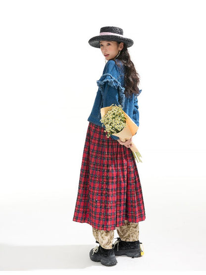 Plaid Denim Loose Trench Coat【s0000011319】