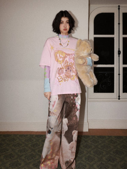 Doll Club Full Print Wide Leg Jeans【s0000015460】