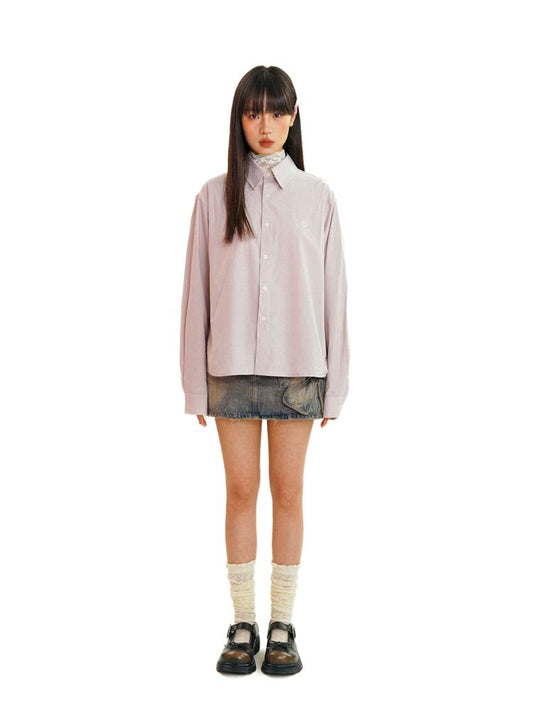 Embroidery Label Long Sleeve Shirt【s0000008616】