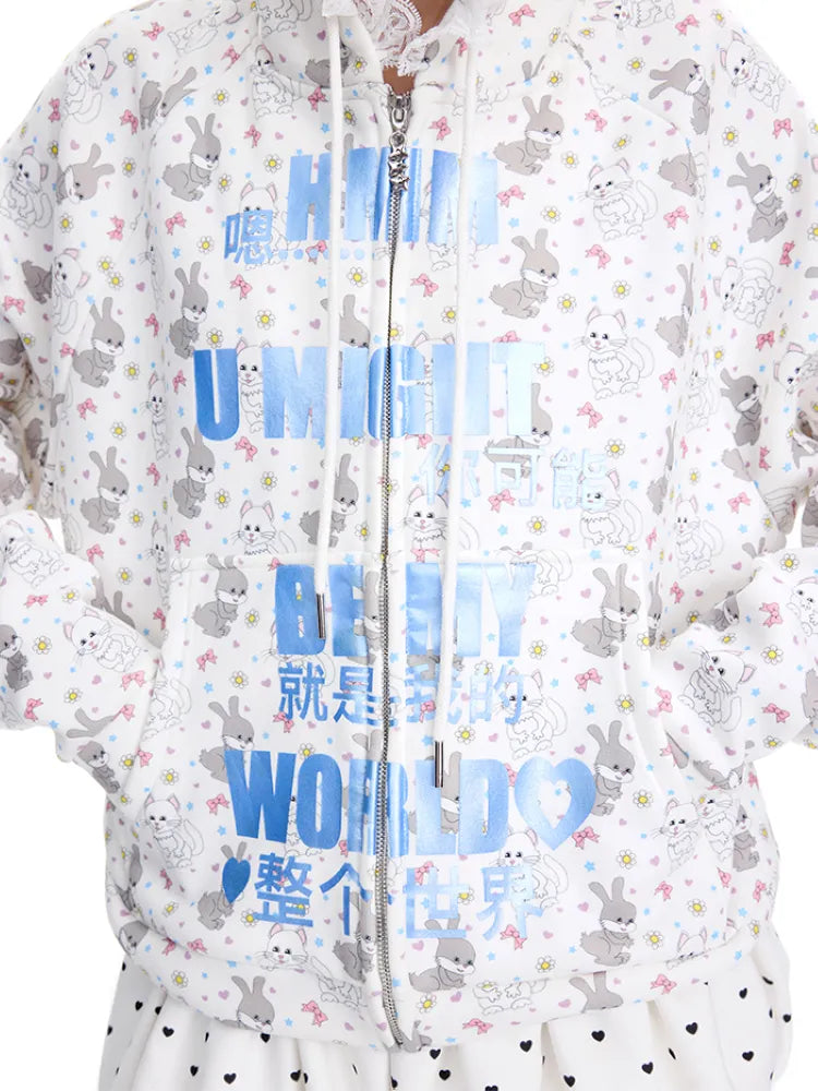 Print Lace-Trimmed Sweatshirt【s0000014094】