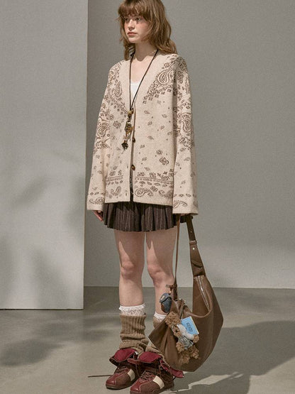 Button-Front Jacquard Knit Cardigan【s0000014394】