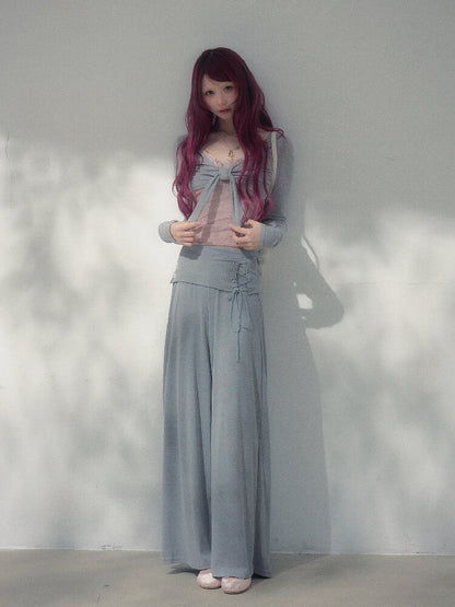 Gray Pink Patchwork Bow Strap Set【s0000019257】