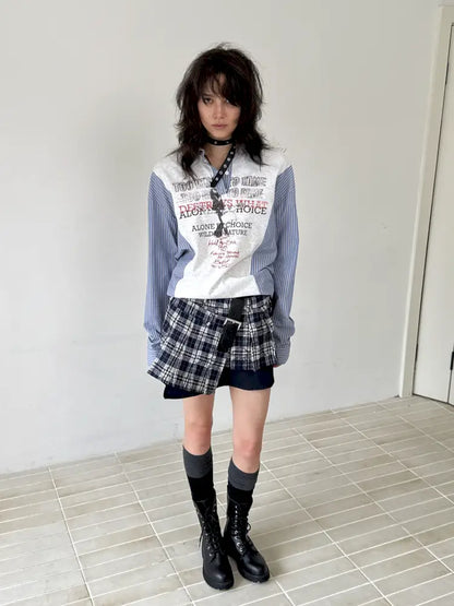 College Style Asymmetric Suit Pleated Skirt【s0000014205】