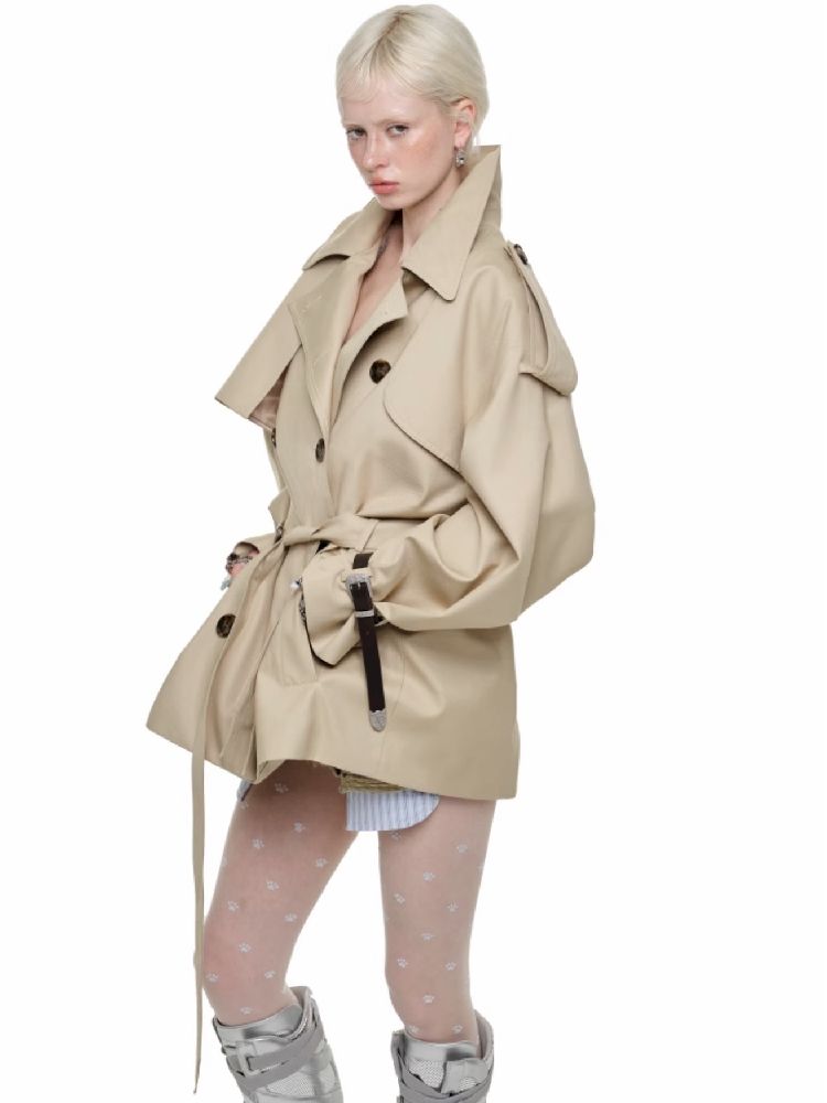 Double Breasted Large Lapel Mid-Length Trench Coat【s0000011577】