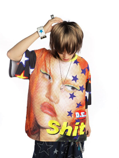 Ghostly Print Contrast T-shirt【s0000015887】