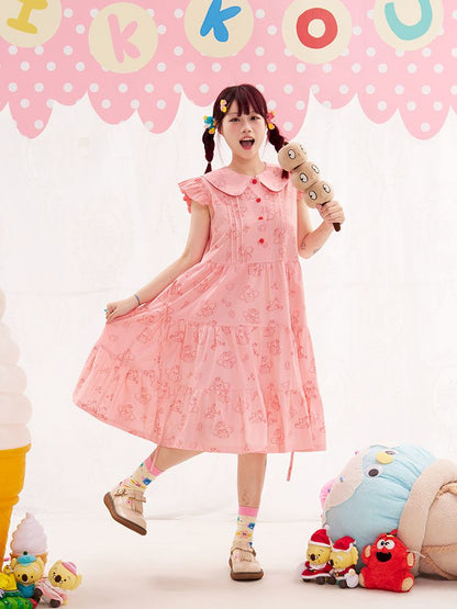 Animal Angel Fly Sleeve Pink Dress【s0000013188】