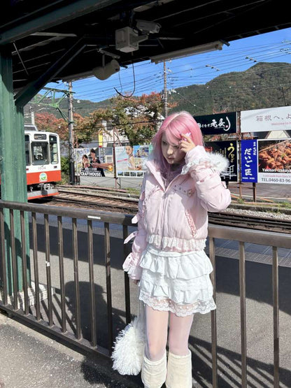 Detachable Hat Black Pink Two Tone Suit【s0000014679】