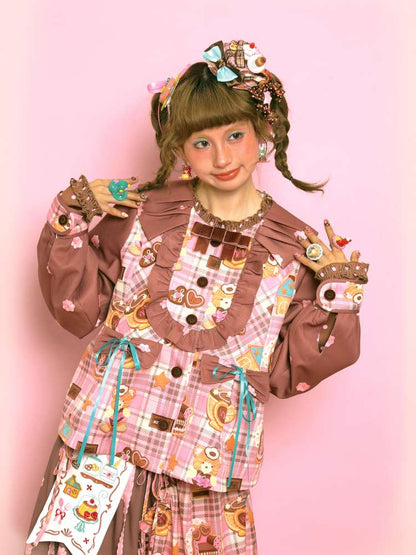 Pink-Brown Vintage Doll-Style Jacket【s0000014514】
