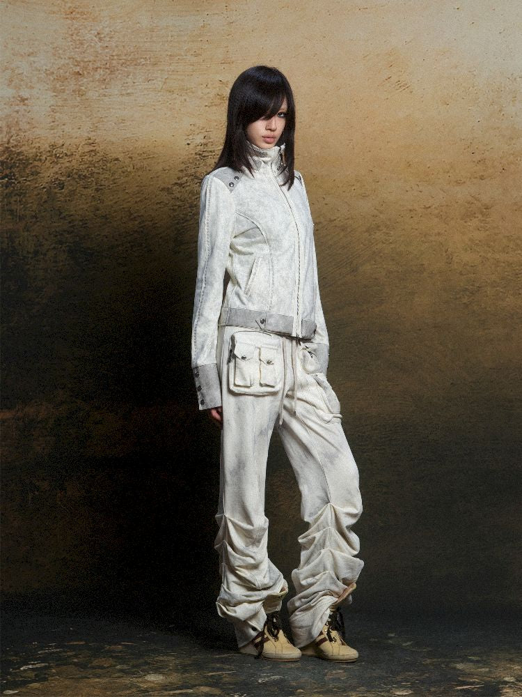 Skeleton Patchwork PU Sweatshirt 【s0000011803】