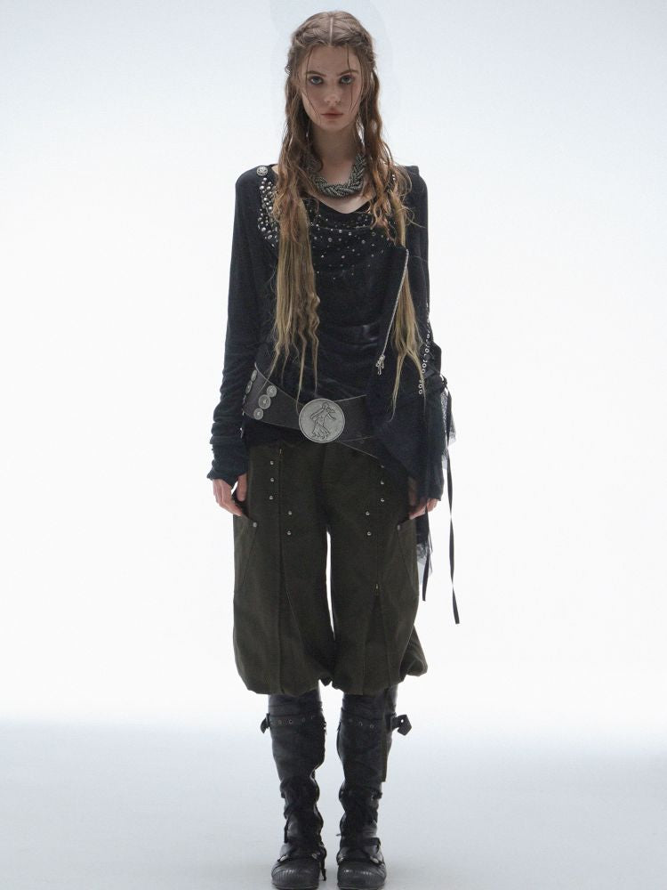 Embellished Vintage Print Base Layer Top【s0000013901】