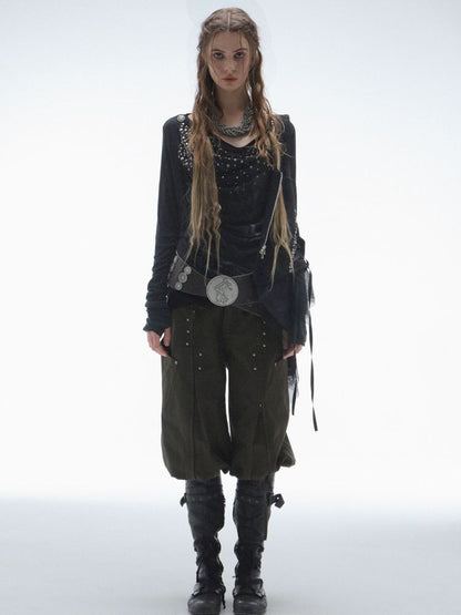 Embellished Vintage Print Base Layer Top【s0000013901】