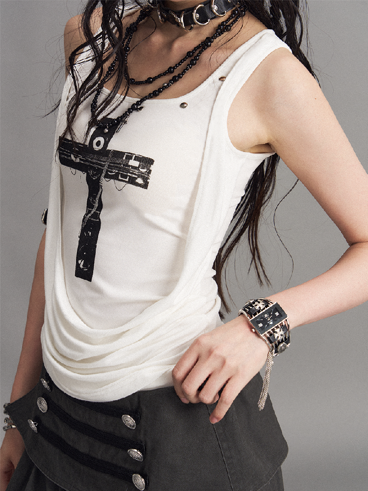 Street Punk Cross Slim Tank Top【s0000017536】