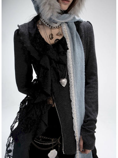 Ruffle Edge Vintage Knit Cardigan【s0000011271】