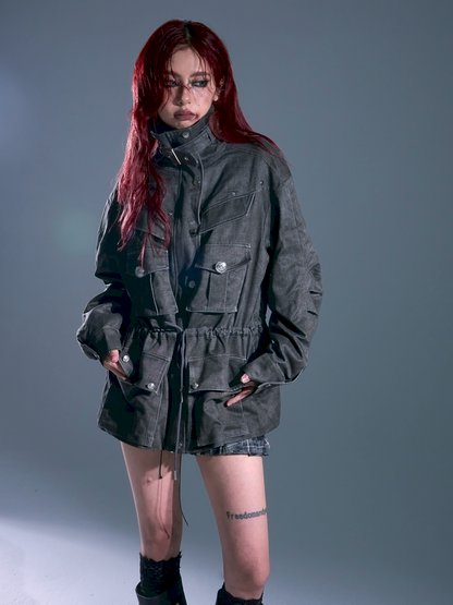 Casual Pocket Drawstring Loose Jacket【s0000013688】