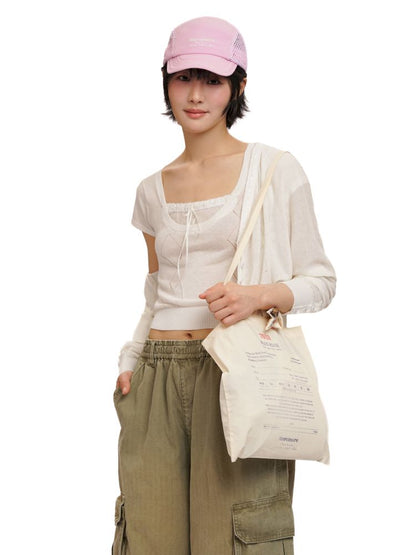 Ribbon large v-neck knitted cardigan【s0000012493】