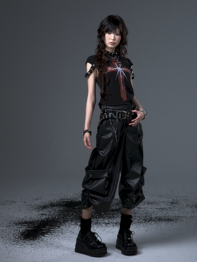 Punk Positive Shoulder Short Sleeve t-shirt【s0000012343】