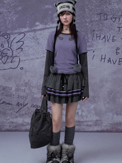 Fake Two Straight Shoulder T-shirt【s0000015763】