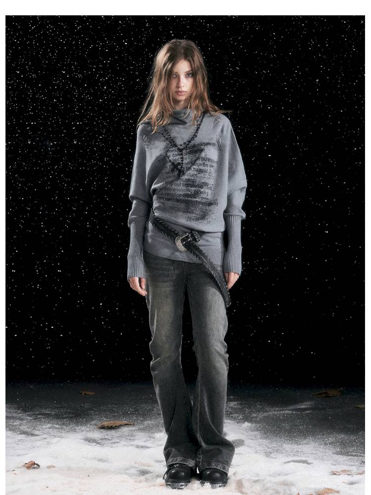 Leather-Trimmed Patchwork Pleated Jeans【s0000014424】