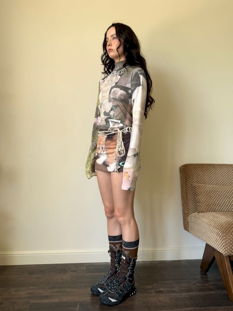 See-through mesh long sleeve sunscreen top【s0000013515】