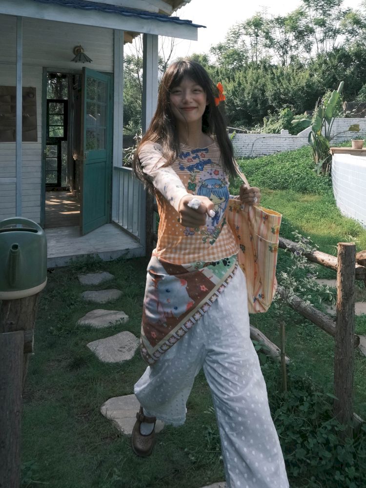 Printed Long-Sleeved Mesh T-Shirt【s0000012776】