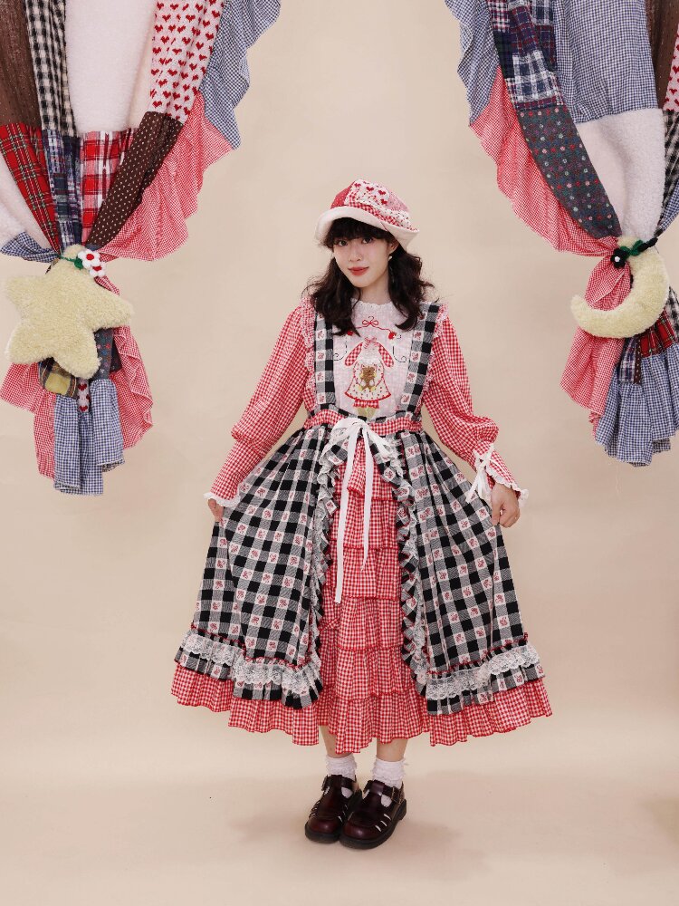 Pastoral Embroidered Plaid Sleeve【s0000019282】