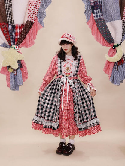 Pastoral Embroidered Plaid Sleeve【s0000019282】