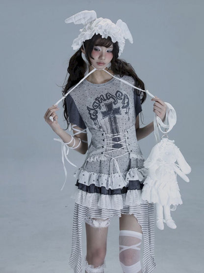 Irregular Lace Skirt Long Tee【s0000013485】