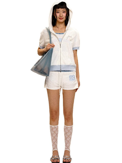 Rabbit Badge Cardigan Shorts Set【s0000017412】