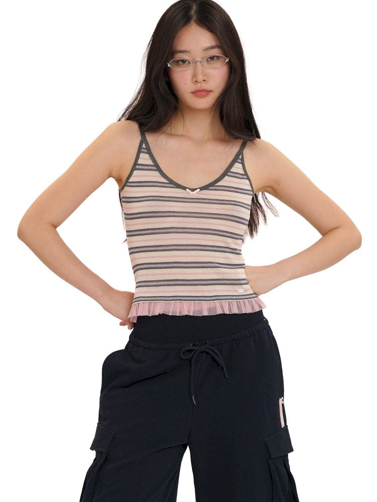 Mesh Shell Label Camisole Tank Top【s0000013447】