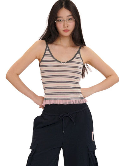 Mesh Shell Label Camisole Tank Top【s0000013447】