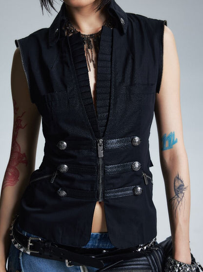 Lace Collar Court Cargo Vest Jacket【s0000017000】