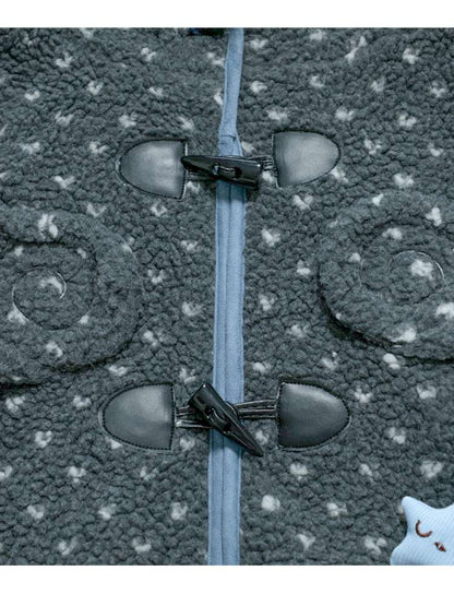 Old-fashioned Gray Horn Buckle Hooded Jacket【s0000014699】